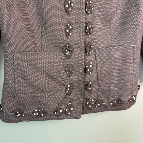 Boden Linen Blend Blazer, Size 4 Peter Pan Polka Dot - Picture 2 of 10